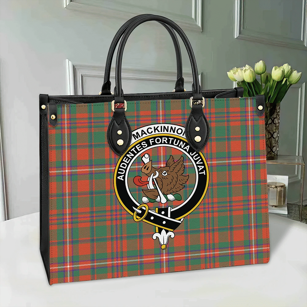 MacKinnon Ancient Tartan Crest Leather Bag