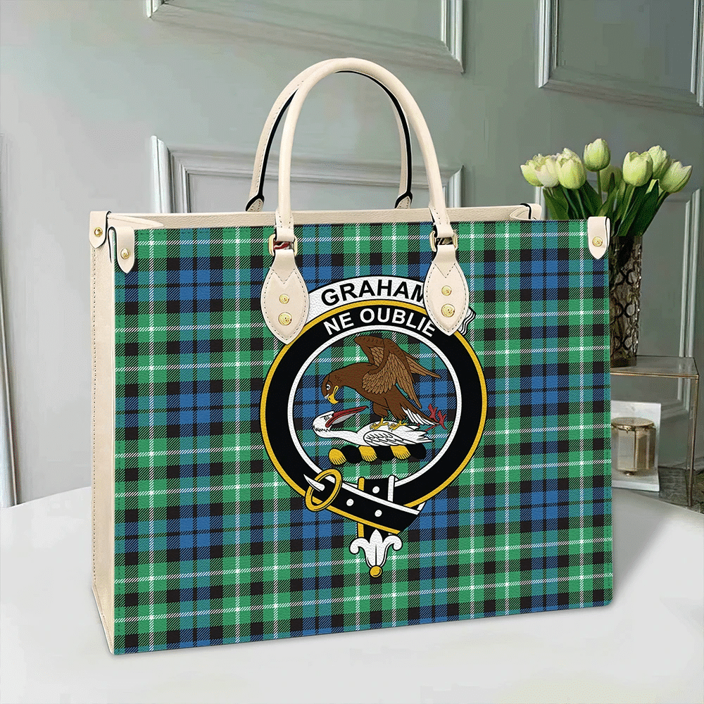 Graham of Montrose Ancient Tartan Crest Leather Bag