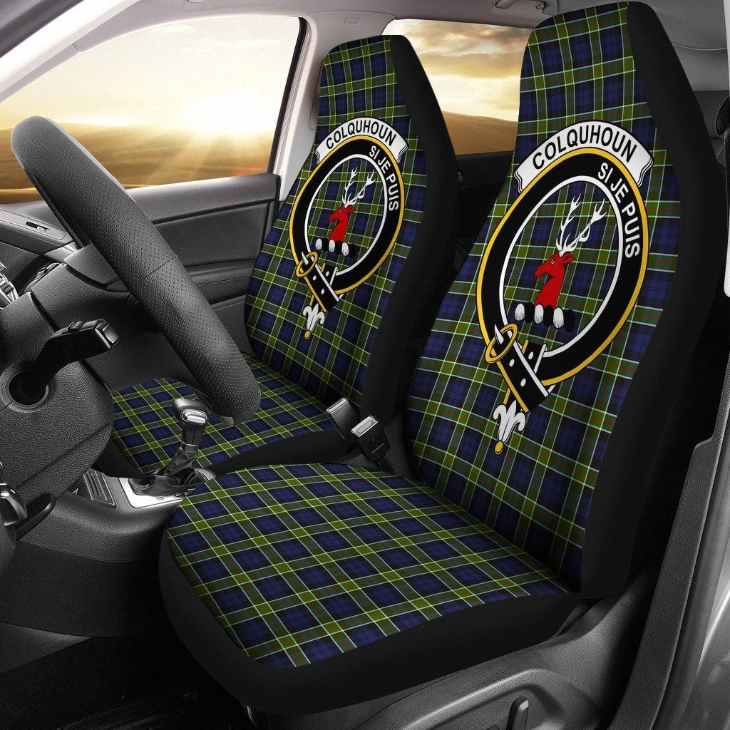 Colquhoun Tartan Crest Car Seat Cover