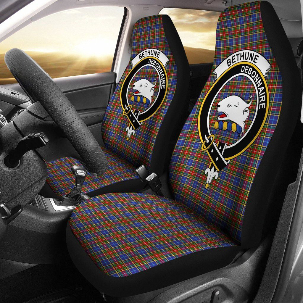 Bethune Tartan Crest Car Seat Cover