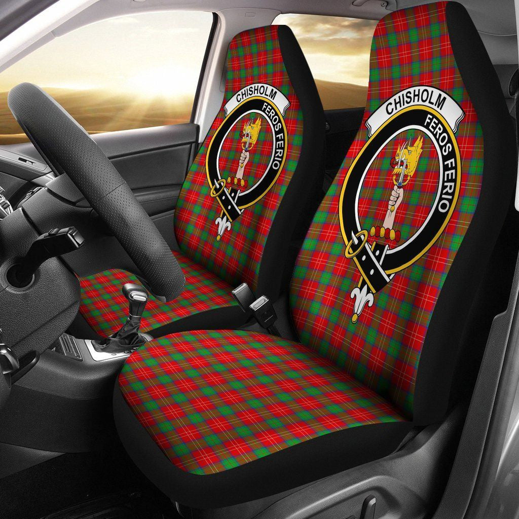 Chisholm Tartan Crest Car Seat Cover