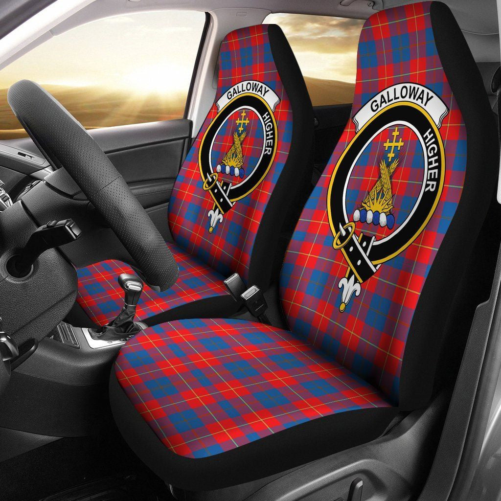 Galloway Red Tartan Crest Car Seat Cover