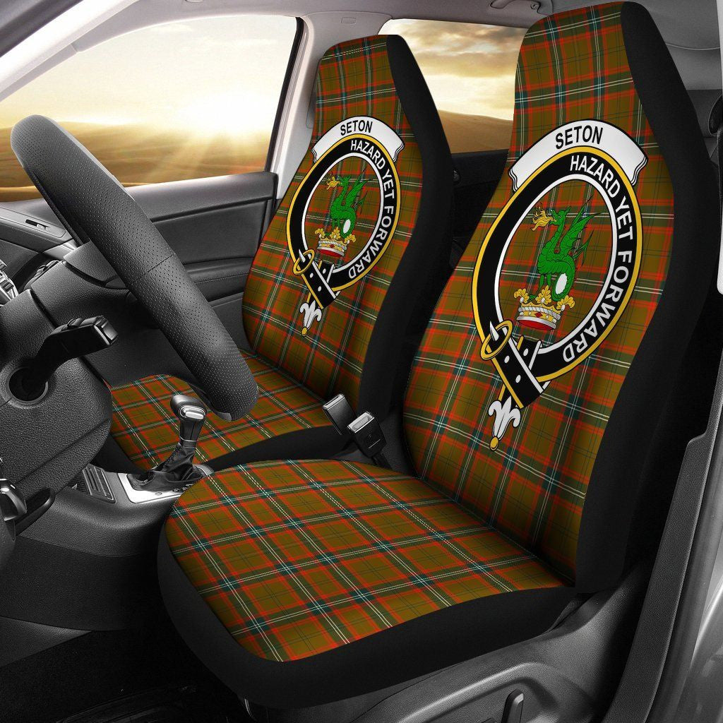 Seton Hunting Tartan Crest Car Seat Cover