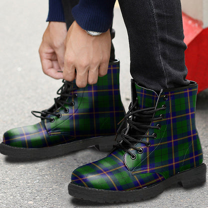 Carmichael Modern Tartan Plaid Leather Boots