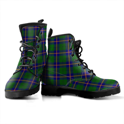 Carmichael Modern Tartan Plaid Leather Boots