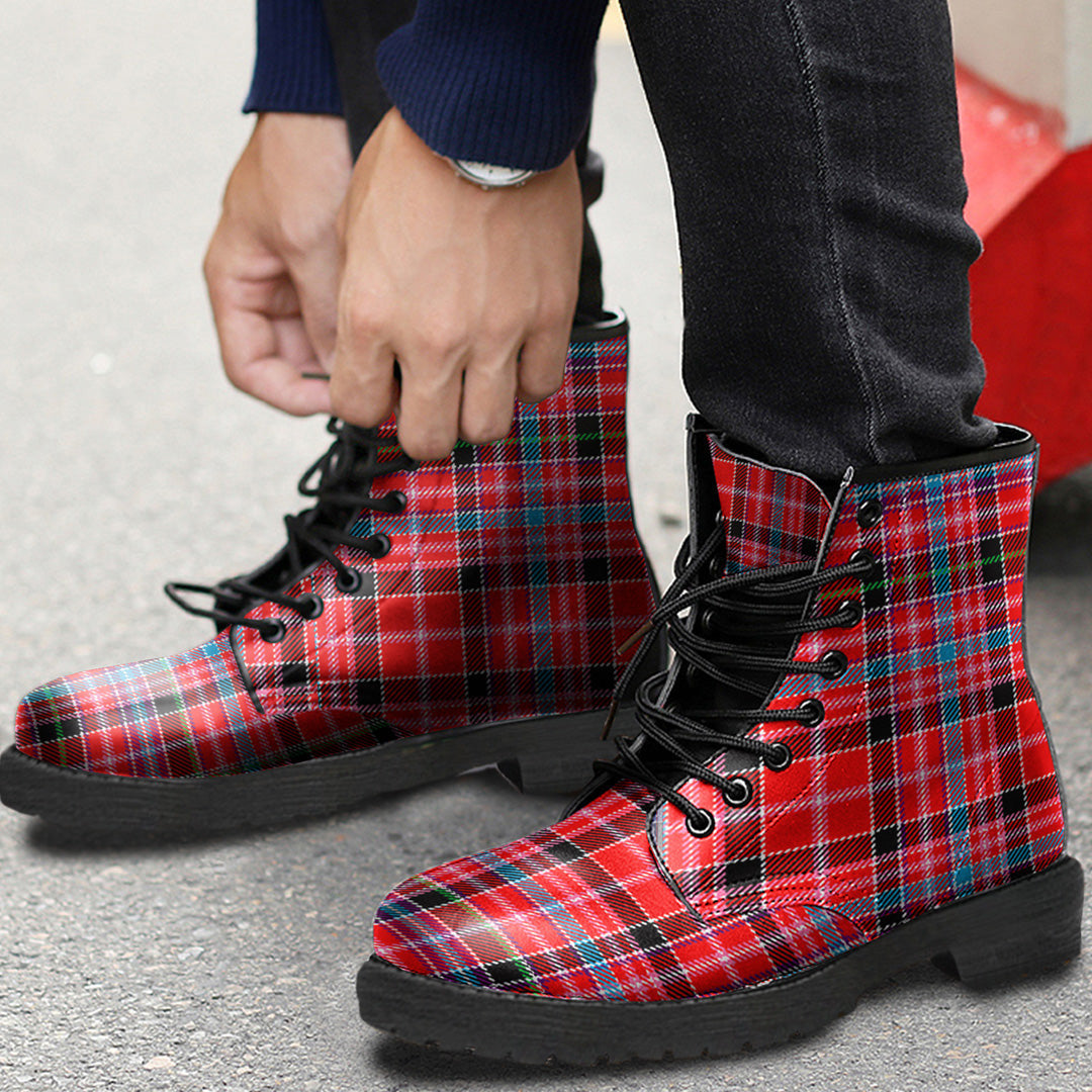 Aberdeen District Tartan Plaid Leather Boots