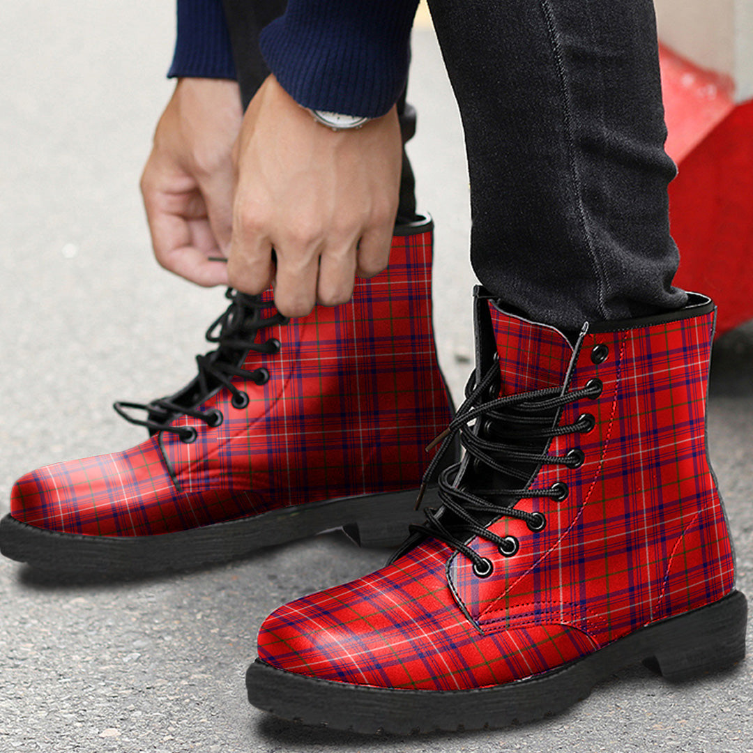 Rose Modern Tartan Plaid Leather Boots