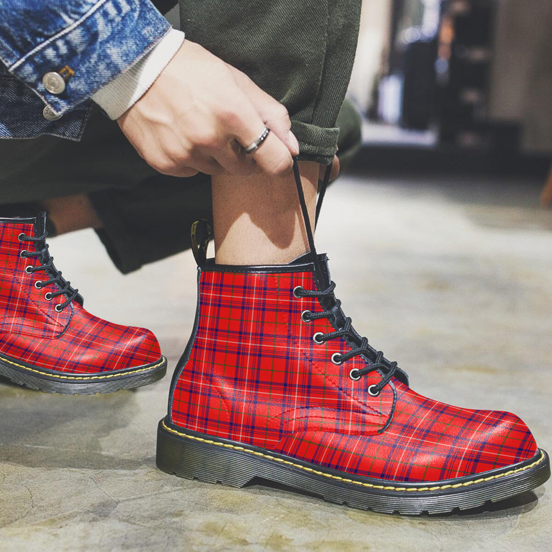 Rose Modern Tartan Plaid Leather Boots