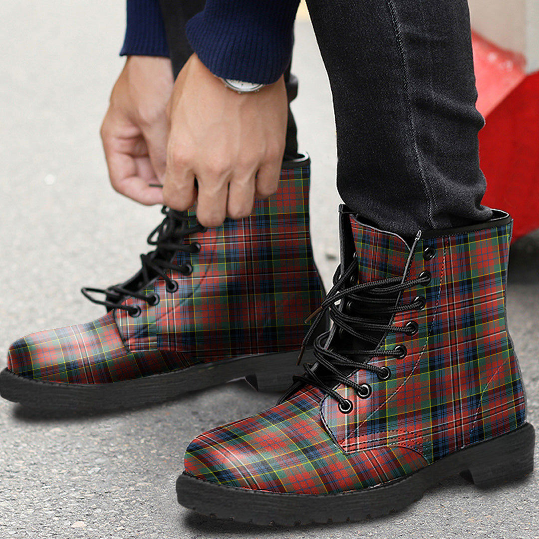 MacPherson Ancient Tartan Plaid Leather Boots