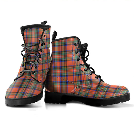 Stewart Royal Ancient Tartan Plaid Leather Boots