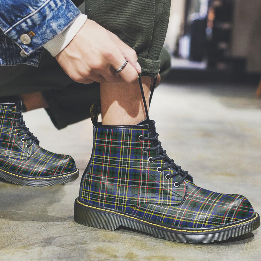 SCOTT GREEN MODERN Tartan Plaid Leather Boots