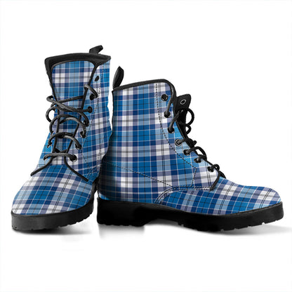 Strathclyde District Tartan Plaid Leather Boots