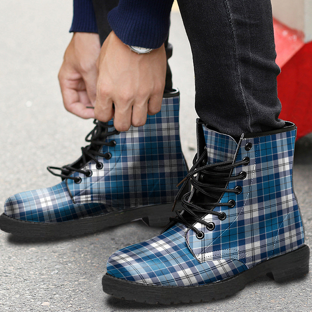 Strathclyde District Tartan Plaid Leather Boots