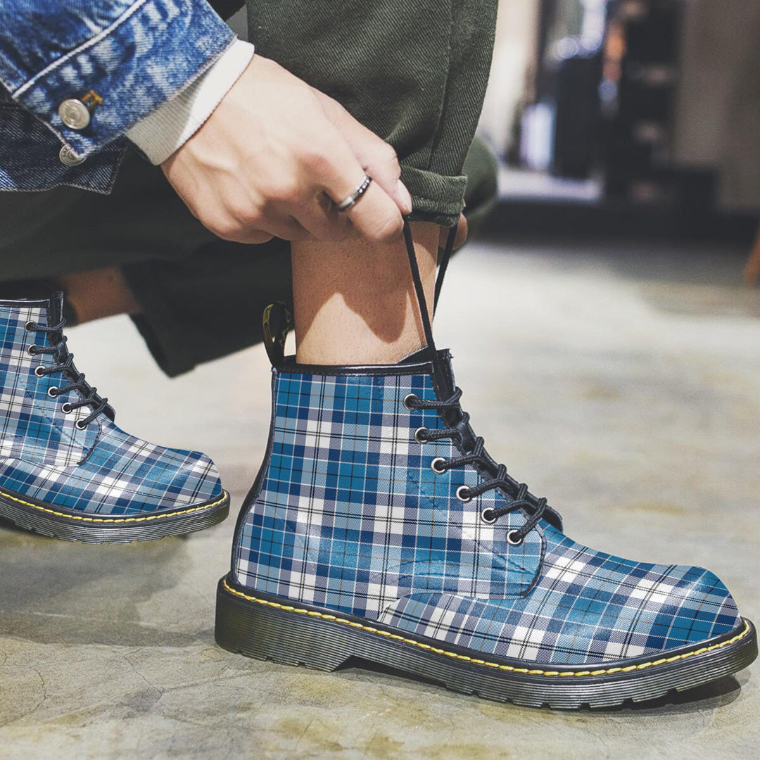 Strathclyde District Tartan Plaid Leather Boots