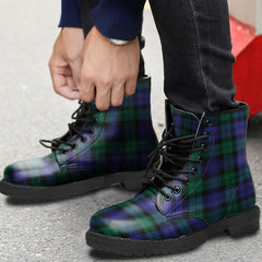 Blackwatch Modern Tartan Plaid Leather Boots