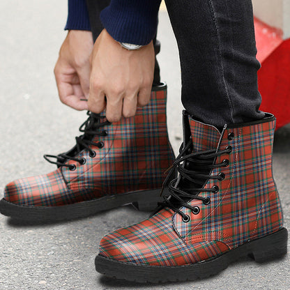 MacFarlane Ancient Tartan Plaid Leather Boots