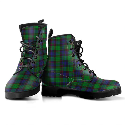 Stewart Old Modern Tartan Plaid Leather Boots