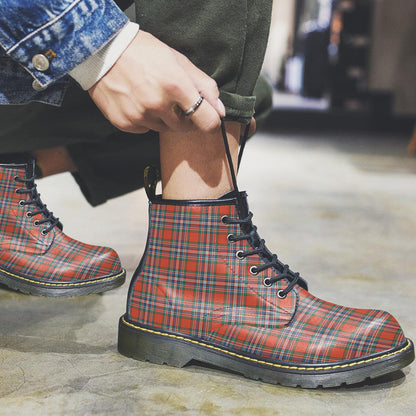 MacFarlane Ancient Tartan Plaid Leather Boots