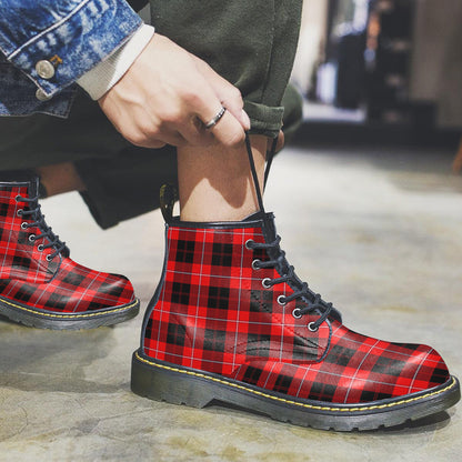 Cunningham Modern Tartan Plaid Leather Boots