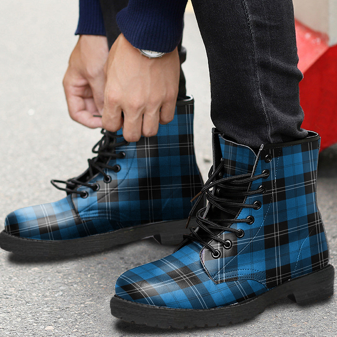 Ramsay Blue Ancient Tartan Plaid Leather Boots