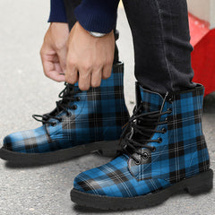 Ramsay Blue Ancient Tartan Plaid Leather Boots