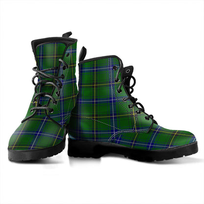 Henderson Modern Tartan Plaid Leather Boots