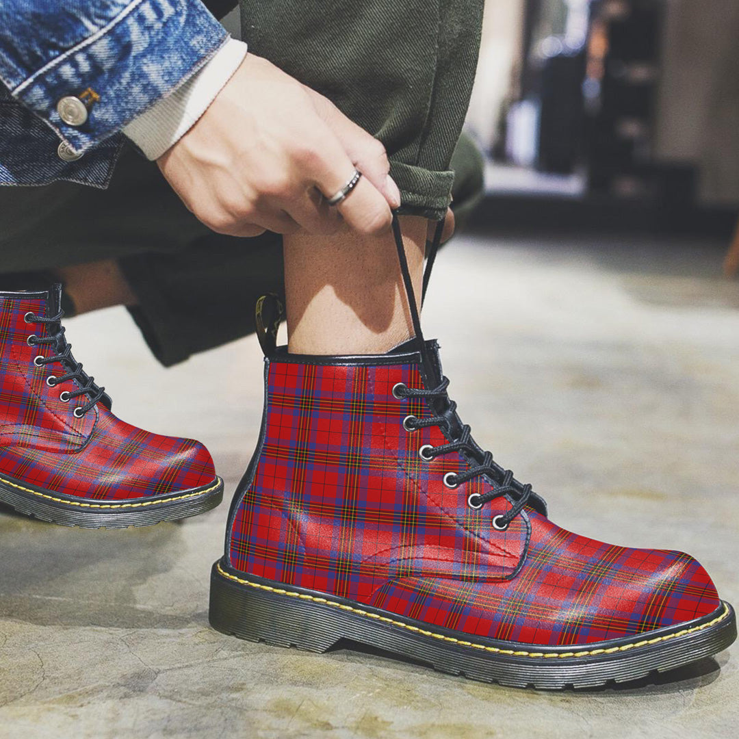 Leslie Modern Tartan Plaid Leather Boots