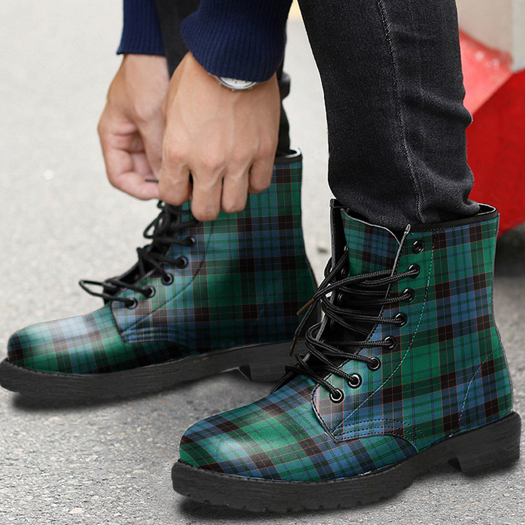 Stewart Old Ancient Tartan Plaid Leather Boots