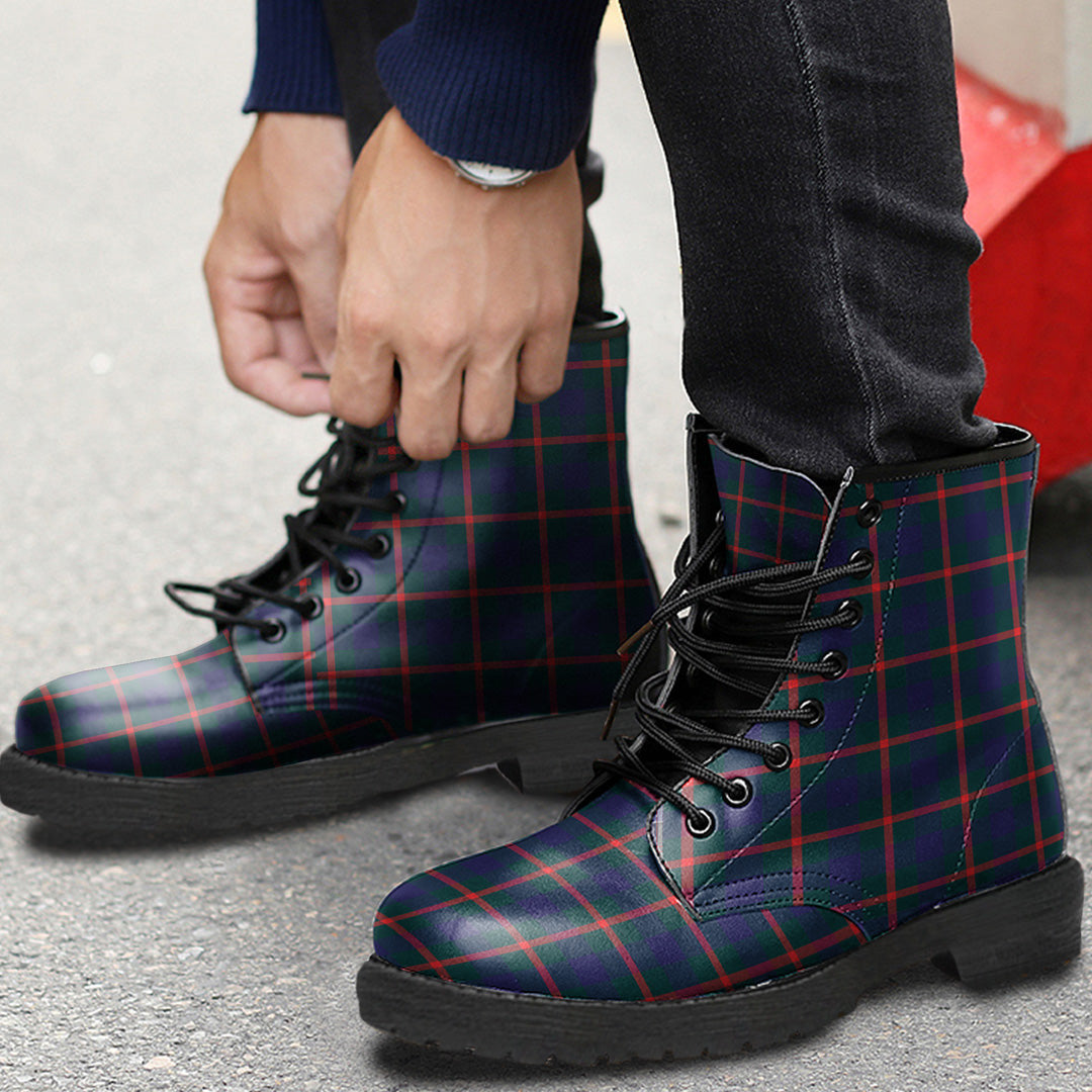 Agnew Modern Tartan Plaid Leather Boots