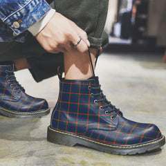 Agnew Modern Tartan Plaid Leather Boots