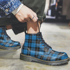 Ramsay Blue Ancient Tartan Plaid Leather Boots