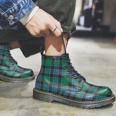 Stewart Old Ancient Tartan Plaid Leather Boots