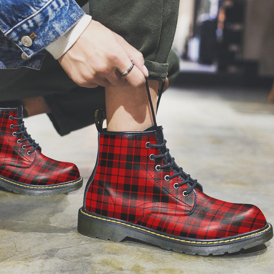 Ettrick District Tartan Plaid Leather Boots