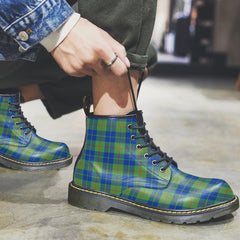 Barclay Hunting Ancient Tartan Plaid Leather Boots