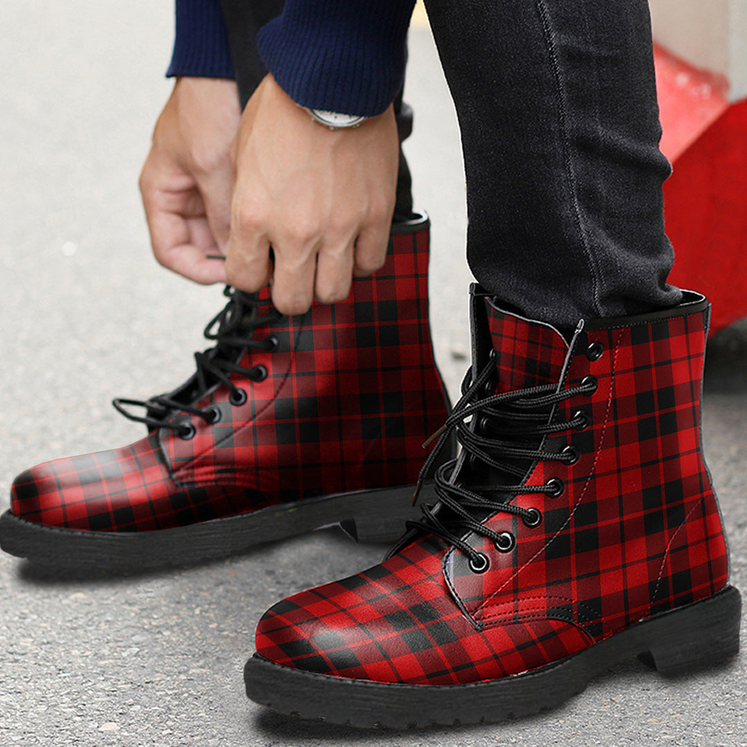 Ettrick District Tartan Plaid Leather Boots