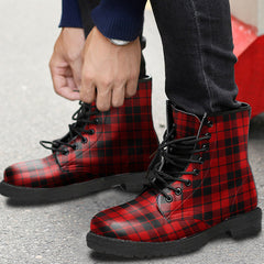 Ettrick District Tartan Plaid Leather Boots