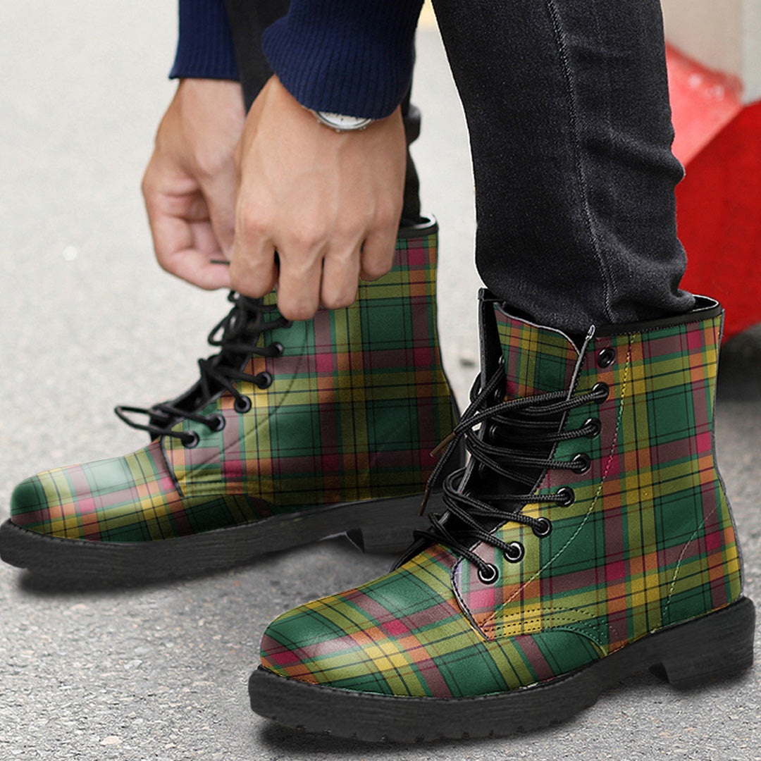 MacMillan Old Ancient Tartan Plaid Leather Boots