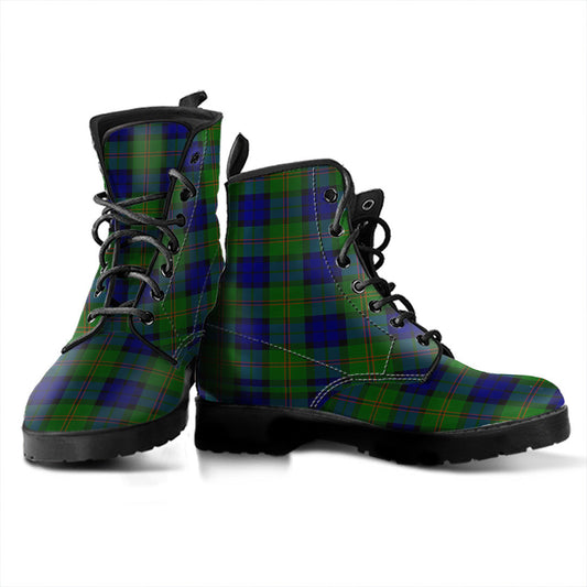 Dundas Modern Tartan Plaid Leather Boots