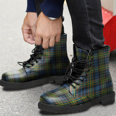 MacLellan Ancient Tartan Plaid Leather Boots