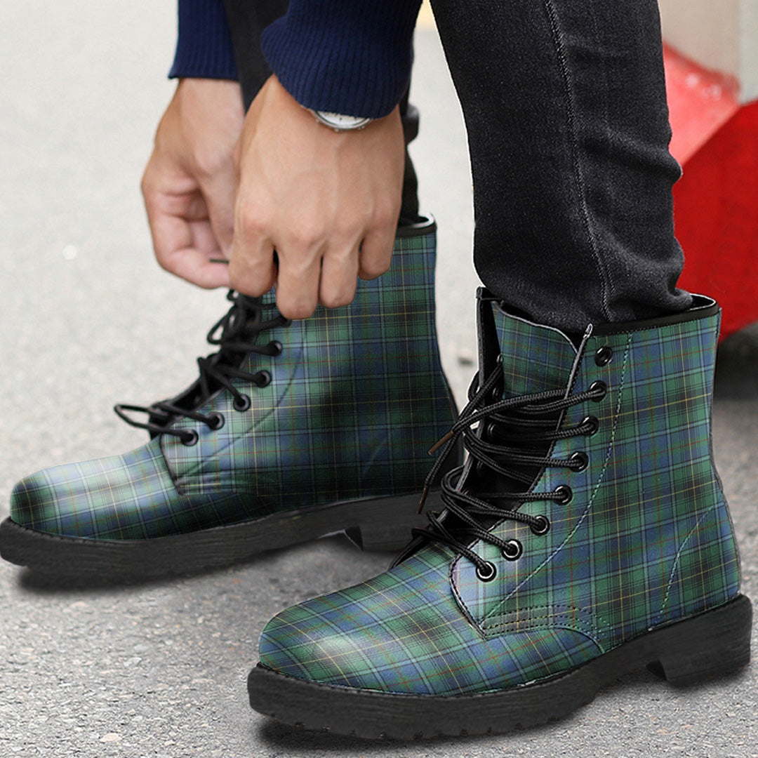 MacInnes Ancient Tartan Plaid Leather Boots