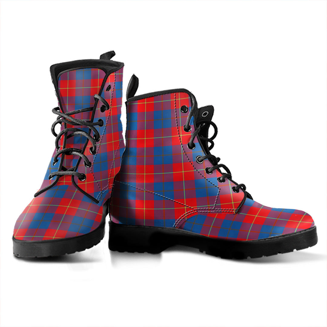 Galloway Red Tartan Plaid Leather Boots