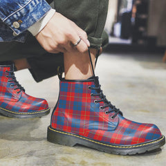 Galloway Red Tartan Plaid Leather Boots