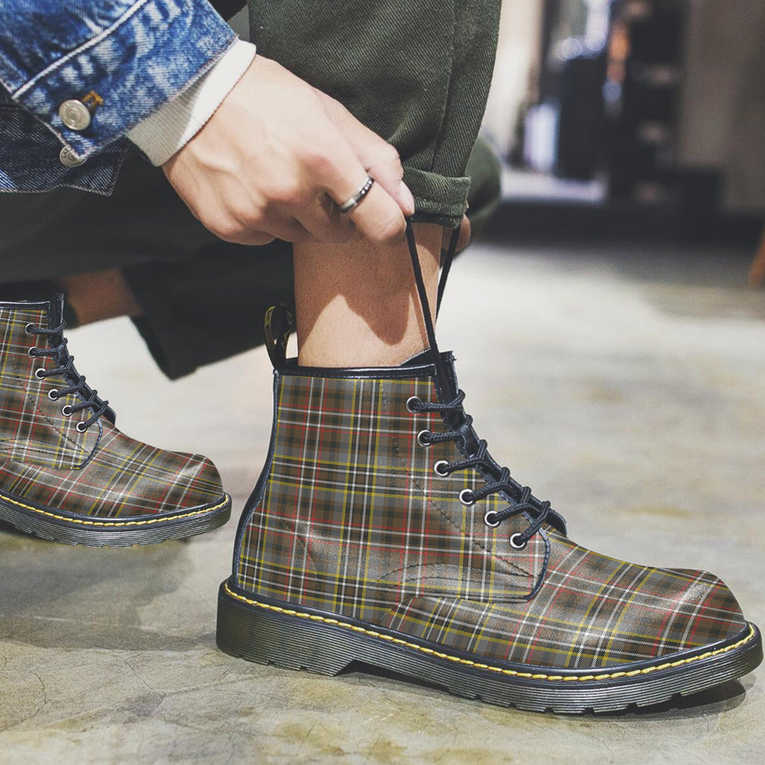 SCOTT GREEN WEATHERED Tartan Plaid Leather Boots