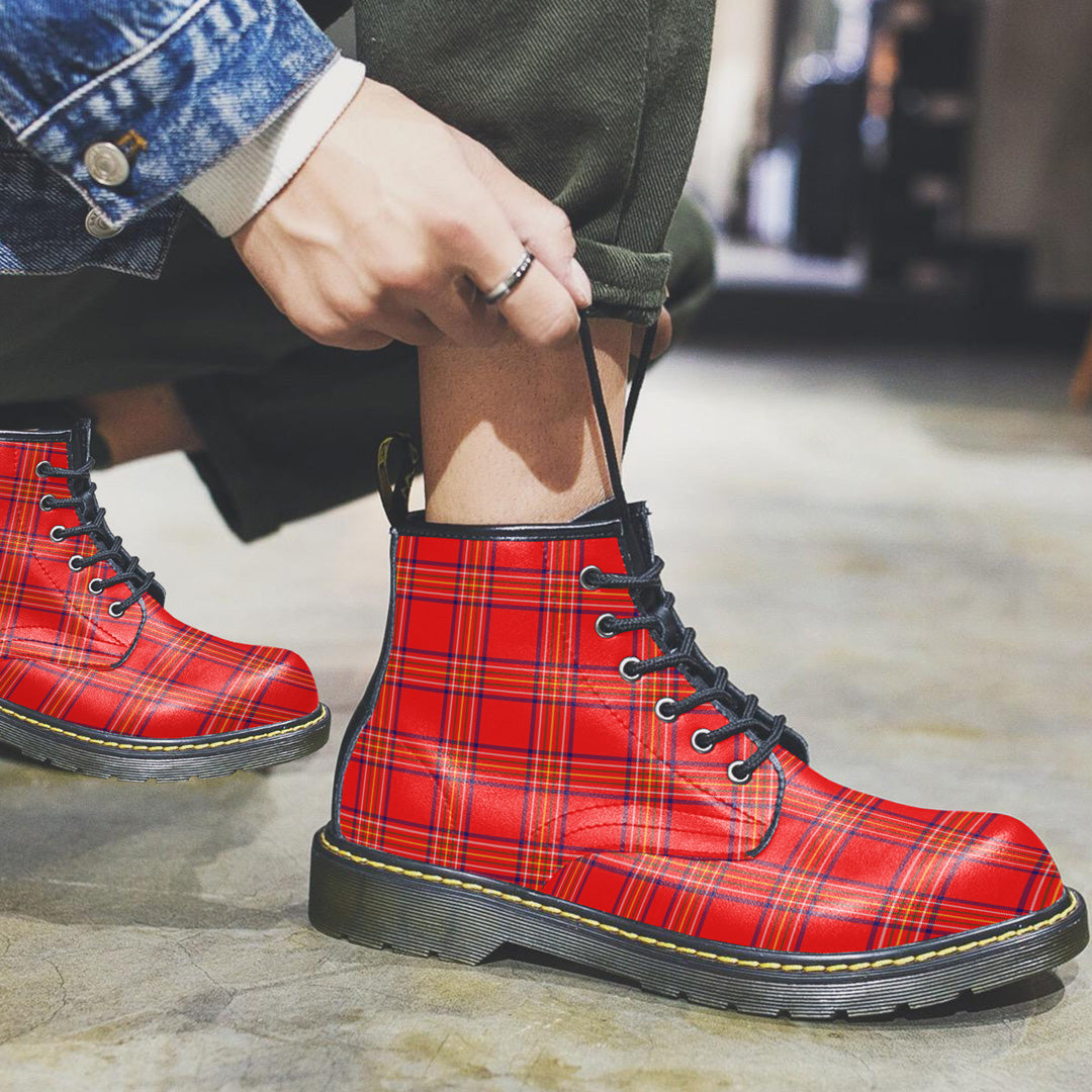 Burnett Modern Tartan Plaid Leather Boots