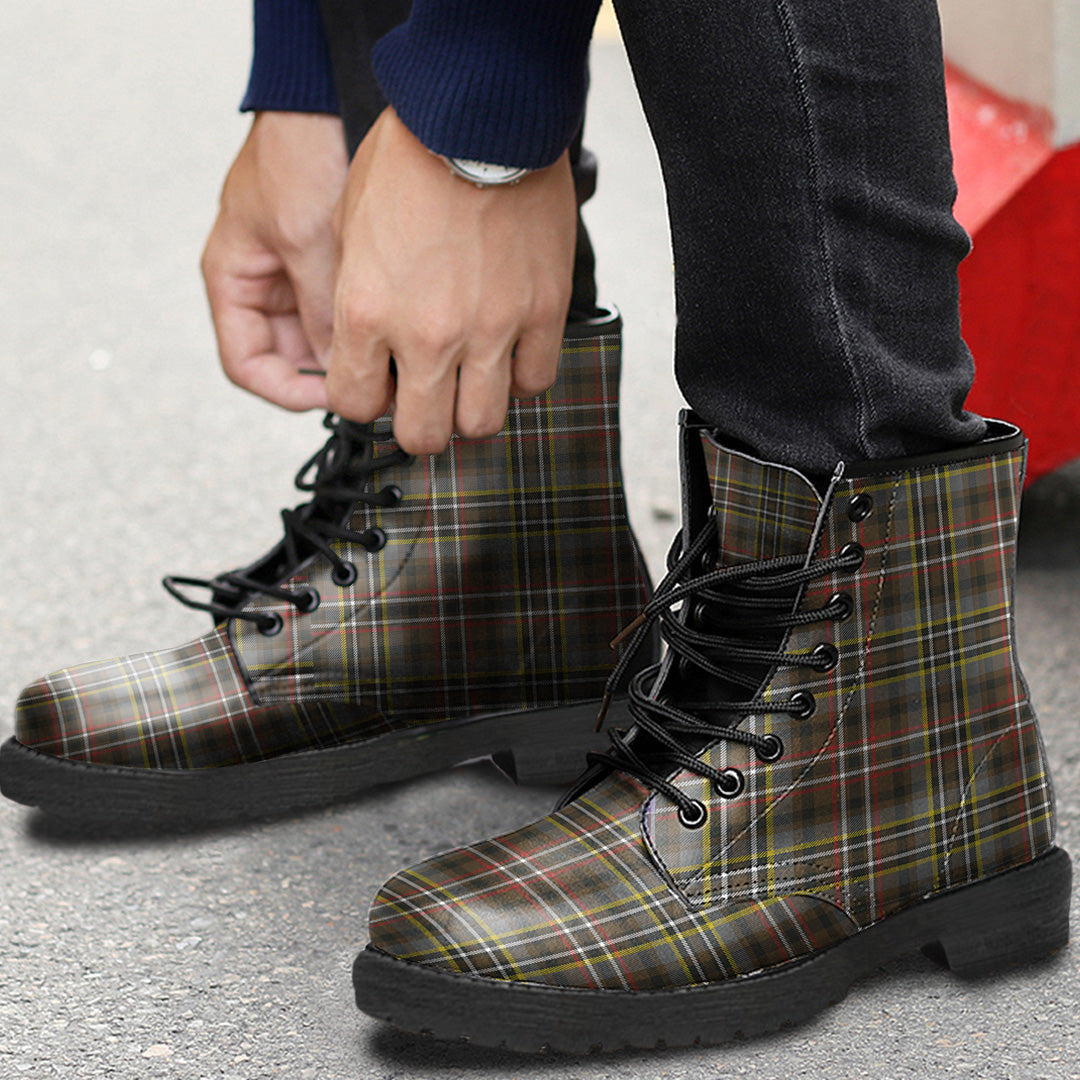 SCOTT GREEN WEATHERED Tartan Plaid Leather Boots