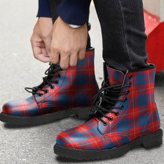 Galloway Red Tartan Plaid Leather Boots