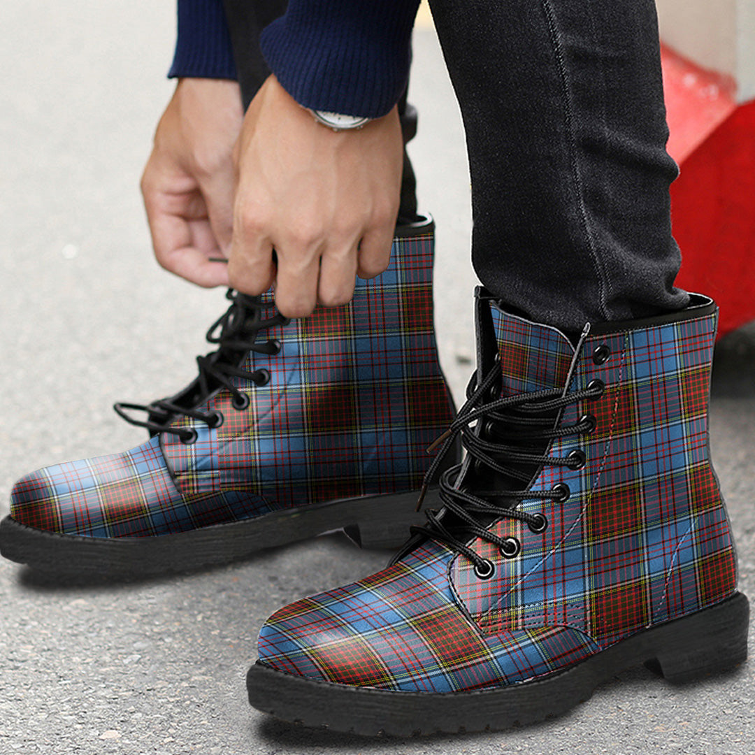 Anderson Modern Tartan Plaid Leather Boots