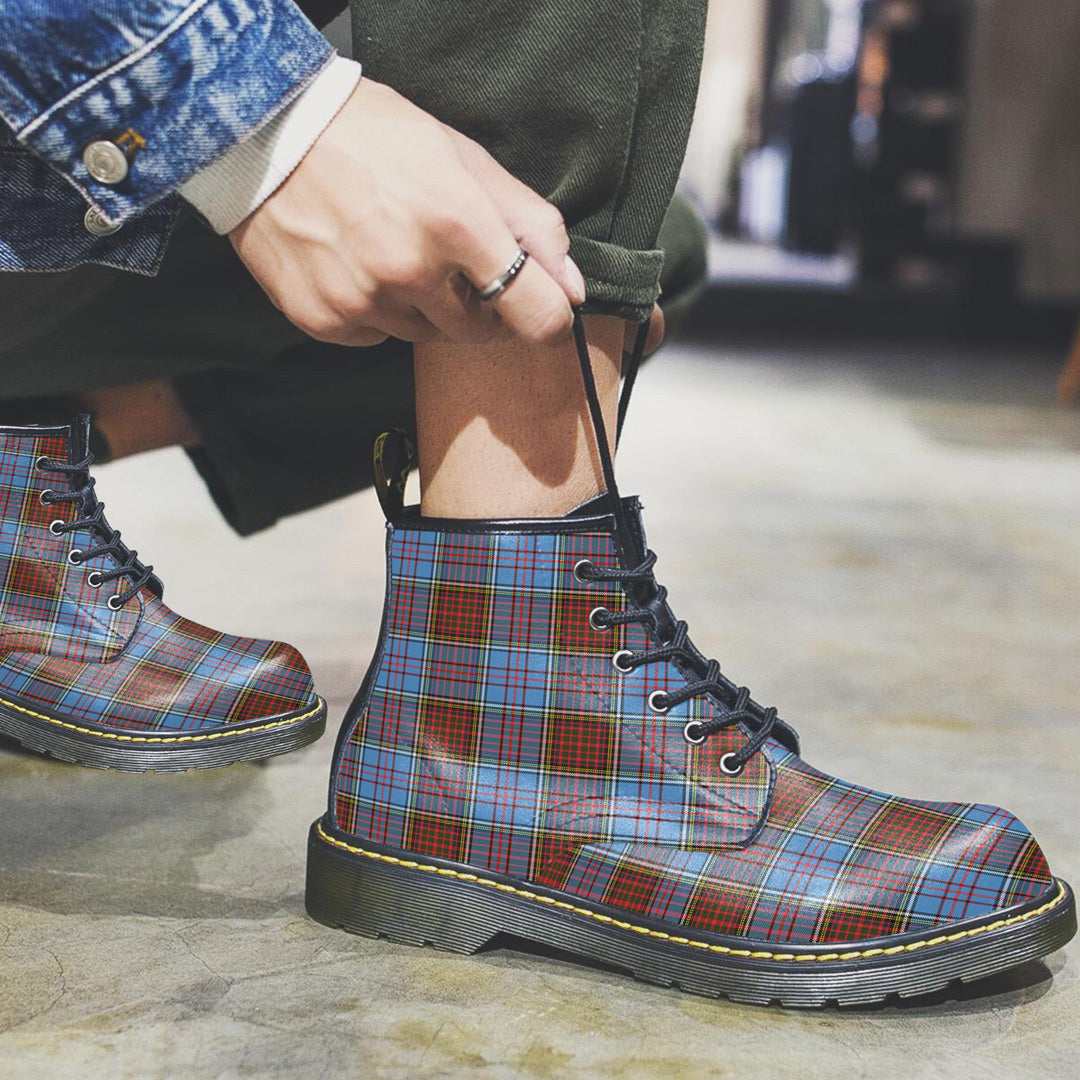 Anderson Modern Tartan Plaid Leather Boots