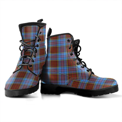 Anderson Modern Tartan Plaid Leather Boots