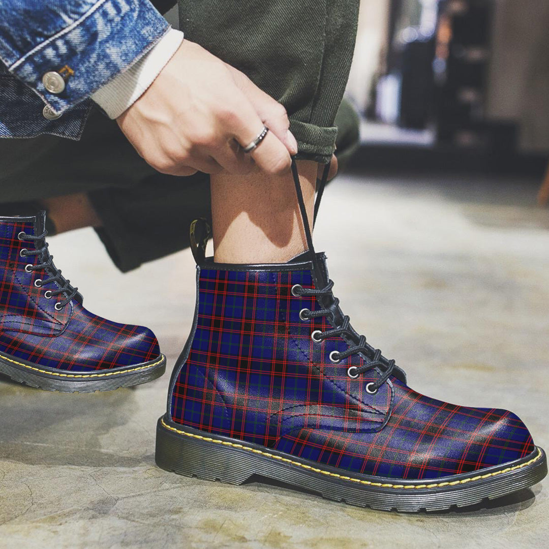 Home Modern Tartan Plaid Leather Boots